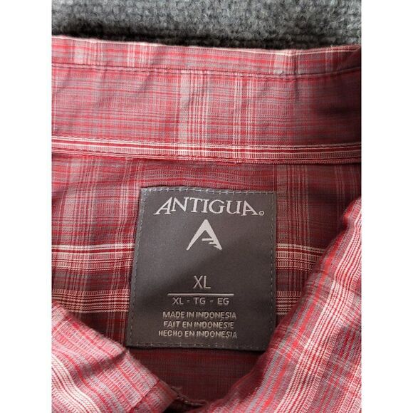 Nebraska Corn Huskers Button Up Shirt Men Sz XL Plaid Pocket Antigua Sportswear - Picture 6 of 8